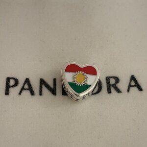 Pandora Kurdistan Flag Heart Charm S925 Sterling Silver
